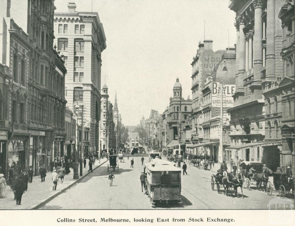 Collins Street, Melbourne, Looking East From Stock Exchange, 1900 