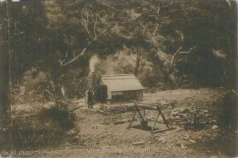 Gold digger's hut, Lerderderg River, Bacchus Marsh, c1909