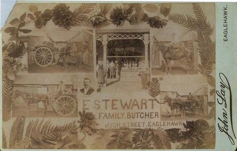 Souvenir of Eaglehawk, c1895. E.Stewart, family butcher, High Street, Eaglehawk