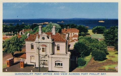 Queenscliff Post Office and view across Port Phillip Bay, 1964