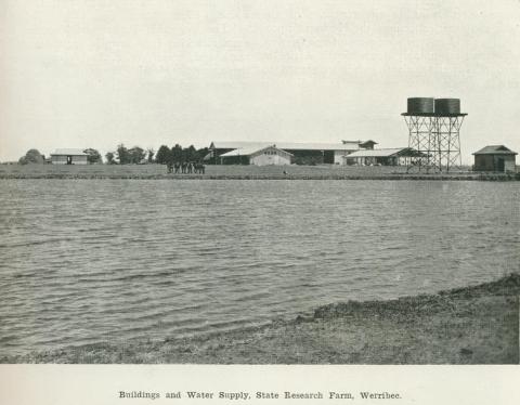 Buildings and water supply, State Research Farm, Werribee, 1918