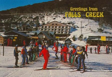 Ski School with Motel in background, Falls Creek