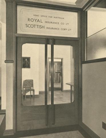 Royal Insurance Building, entrance to head office, Melbourne, 1940