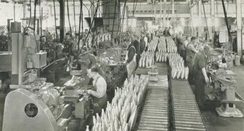 Johns & Waygood, Interior of munitions annexe, South Melbourne, 1956