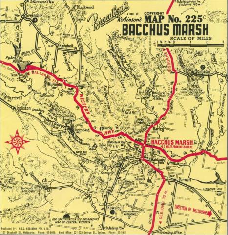 Map of Bacchus Marsh, c1968