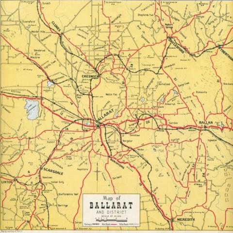 Map of Ballarat and District, 1957