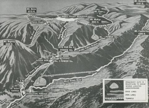 Map of the Kiewa Hydro-Electric Scheme, c1960