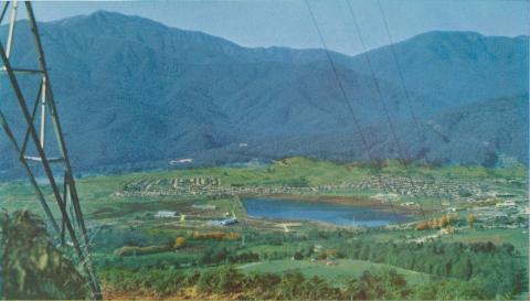 Mount Beauty township and Mount Bogong from Tawonga Gap, c1960