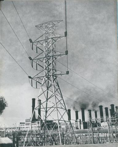 Switchyard, Yallourn power station, 1954