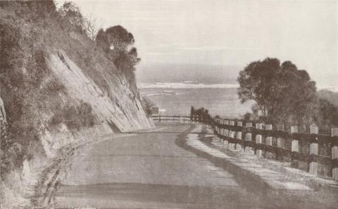 The Princes Highway, with the entrance to the Gippsland Lakes beyond, 1934