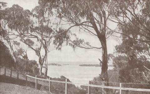 The entrance to the Gippsland Lakes from the verandah of the Kalimna Hotel, 1934