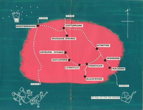 Map of the rail network to the spa region, 1959