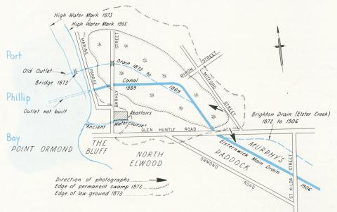 Plan of early Elwood, 1955