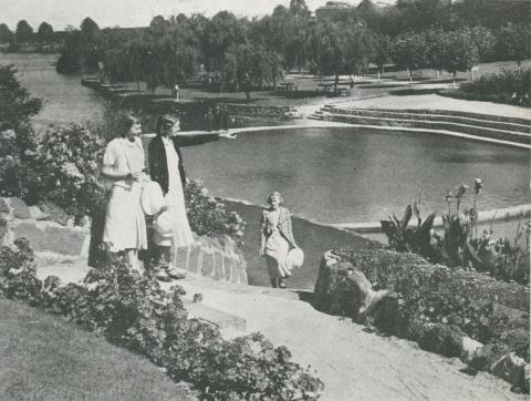 Suburban Lake and Gardens, Coburg, 1955