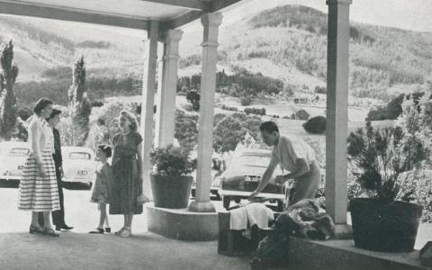 Main entrance to The Chalet, Warburton, 1955