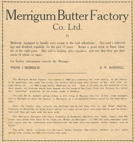 Merrigum Butter Factory Co Ltd, 1945