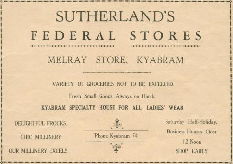 Sutherland's Federal Stores, Melray Store, Kyabram, 1945