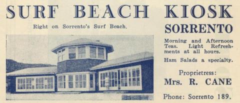 Surf Beach Kiosk, Sorrento, 1949