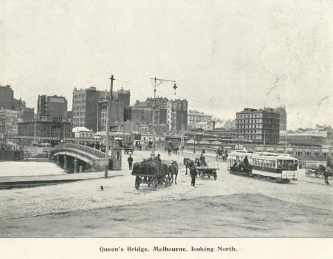 Queen's Bridge, Melbourne, looking north, 1900