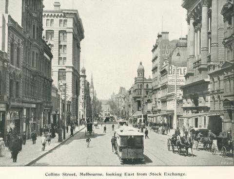 Collins Street, Melbourne, looking east from Stock Exchange, 1900