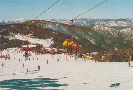 Chairlift and Bourke Street ski run, Mount Buller