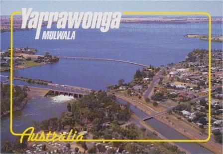 Aerial view of Lake Mulwala and Yarrawonga Weir on the Murray River