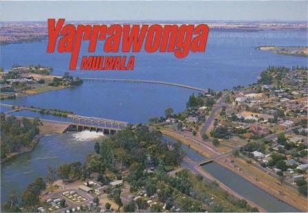 Aerial view of Lake Mulwala and Yarrawonga Weir on the Murray River