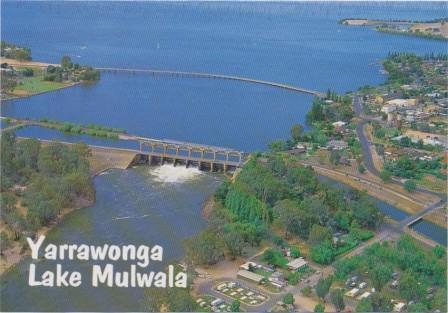 Aerial view of Lake Mulwala and Yarrawonga Weir on the Murray River