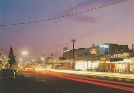 Wyndham Street, Shepparton by night, commercial centre of the Goulburn Valley