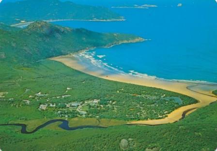 Aerial view of Tidal River Camping Area and Norman Bay, Wilson's Promontory