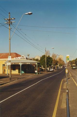 Tram poles with finials, corner of Lygon and Fenwick streets, Carlton, 2000