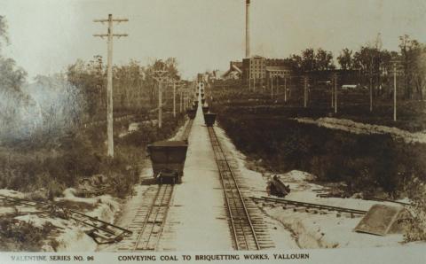 Conveying coal to briquetting works, Yallourn