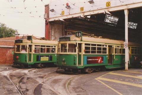 W-class trams, Malvern tram depot, 2001