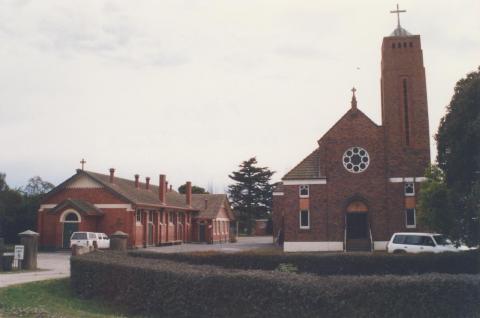 Iona Roman Catholic Church and hall (with closed school behind), 2002