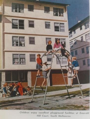 Children playing at Emerald Hill Court, South Melbourne, 1961