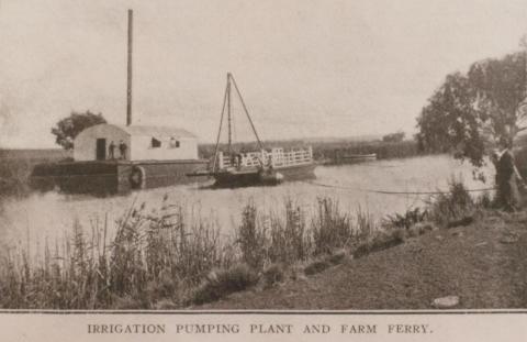 Irrigation pumping plant and farm ferry, Sparrovale, Connewarre, 1908