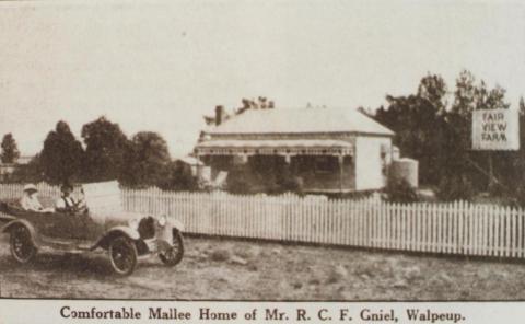 Mr Gniel's home, Walpeup, 1921