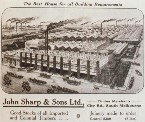 Advertisement, Timber Merchants, South Melbourne, Land Settlement in Victoria, 1920