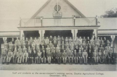 Staff and students at Dookie Agricultural College, 1947