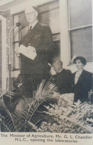 Opening of Scoresby Horticultural Research Station laboratory, 1956