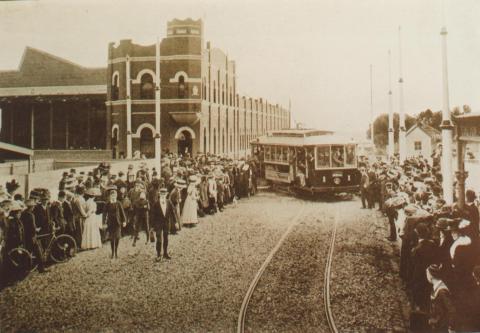 Coldblo Road tram depot, Prahran, 1909