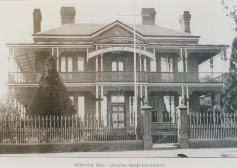 Memorial hall, Geelong Road, Footscray, 1922