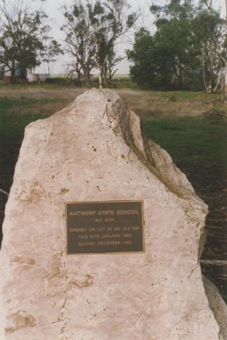 Plaque marking site of Antwerp State School, 2010