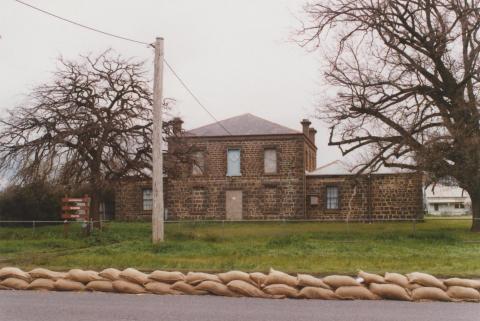 Masonic temple and sandbags along Buckenall Street, Carisbrook, 2010