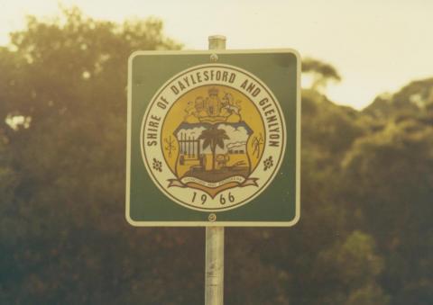 Roadside sign Daylesford and Glenlyon Shire, 1980