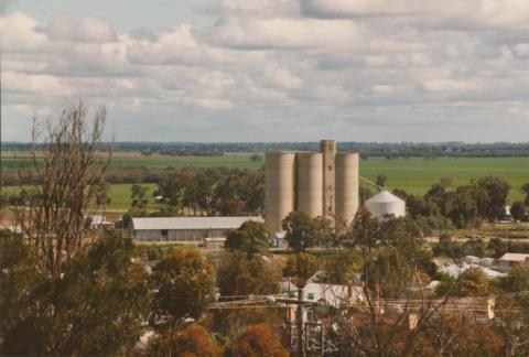 Silos and farmland, Wycheproof, 1980