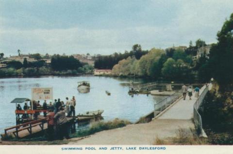 Swimming pool and jetty, Lake Daylesford, 1957