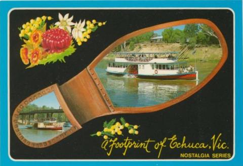 A footprint of historical Echuca showing Paddlesteamer Pride of the Murray and Iron Bridge