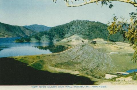 View over Eildon Dam Wall, toward Mt Pinniger