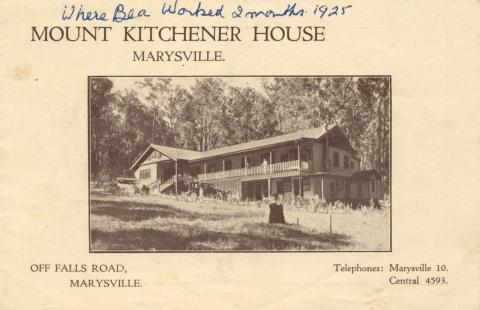 Mount Kitchener House, Marysville, c1925